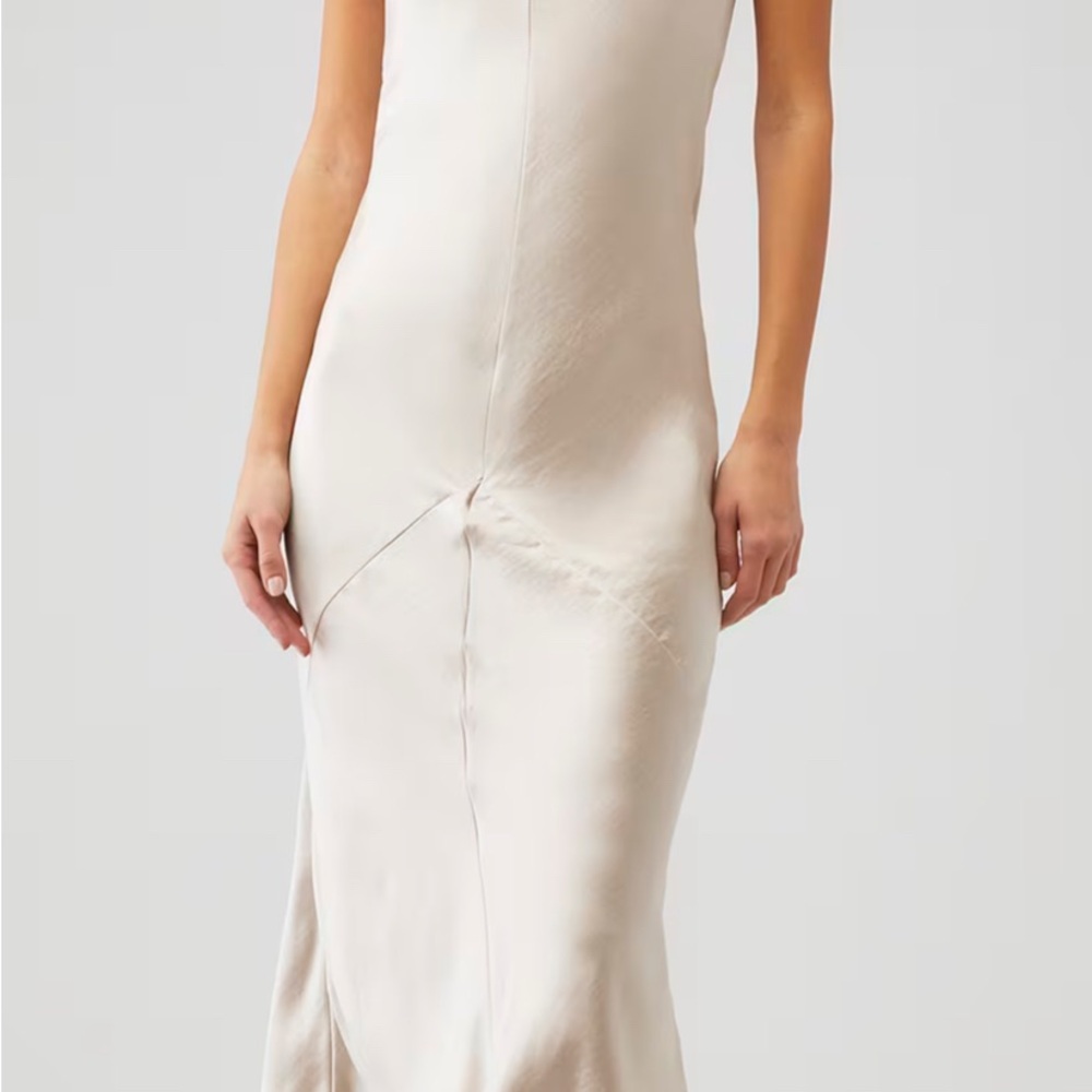 Line & Dot Cream Satin Midi Dress